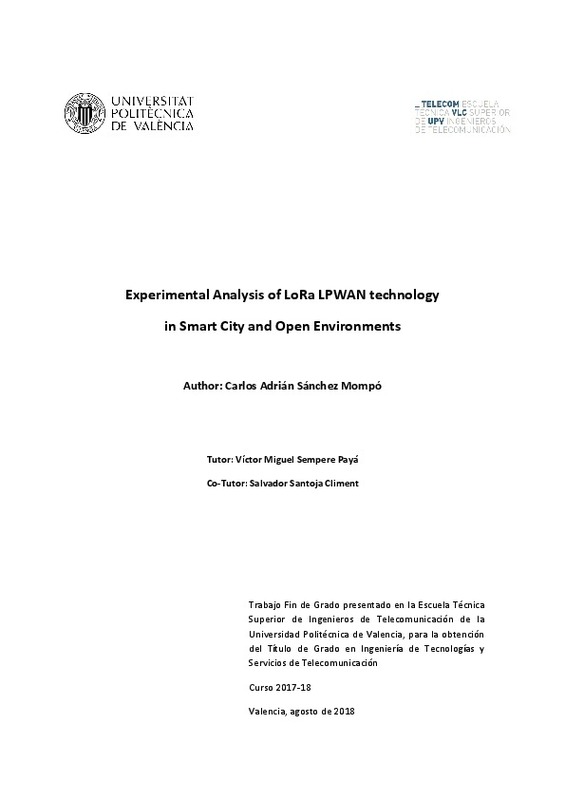 Experimental Analysis Of Lora Lpwan Technology In Smart City And Open Environments
