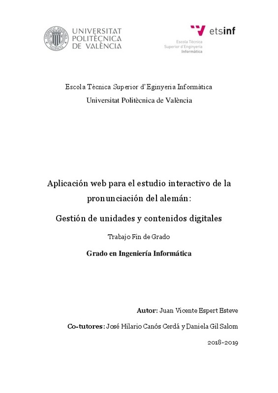 Aplicacion Web Para El Estudio Interactivo De La Pronunciacion Del Aleman Gestion De Unidades Y Contenidos Digitales