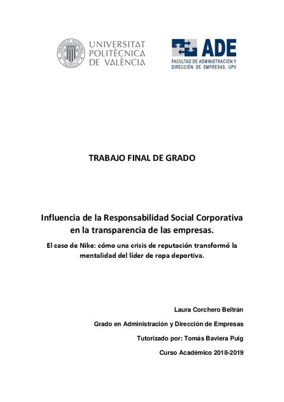 Violar Feudal hipocresía TRABAJO FINAL DE GRADO Influencia de la Responsabilidad Social Corporativa  en la transparencia de las empresas.