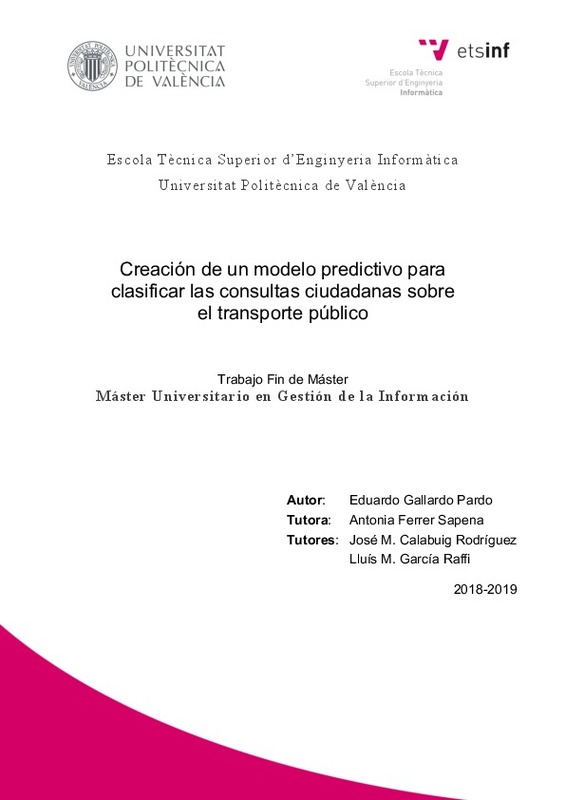 Creacion De Un Modelo Predictivo Para Clasificar Las Consultas Ciudadanas Sobre El Transporte Publico