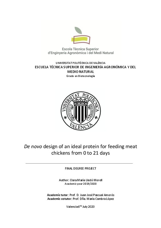 De Novo Design Of An Ideal Protein For Feeding Meat Chickens From 0 To 21 Days