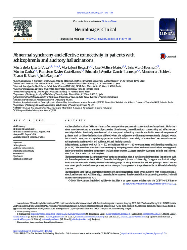 Abnormal Synchrony And Effective Connectivity In Patients With Schizophrenia And Auditory Hallucinations