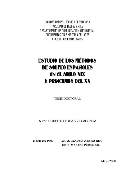 Estudio De Los Metodos De Solfeo Espanoles En El Siglo Xix Y Principios Del Xx