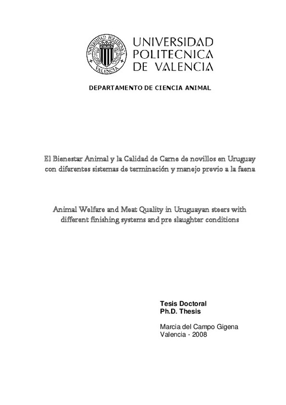 El Bienestar Animal Y La Calidad De Carne De Novillos En Uruguay Con Diferentes Sistemas De Terminacion Y Manejo Previo A La Fa