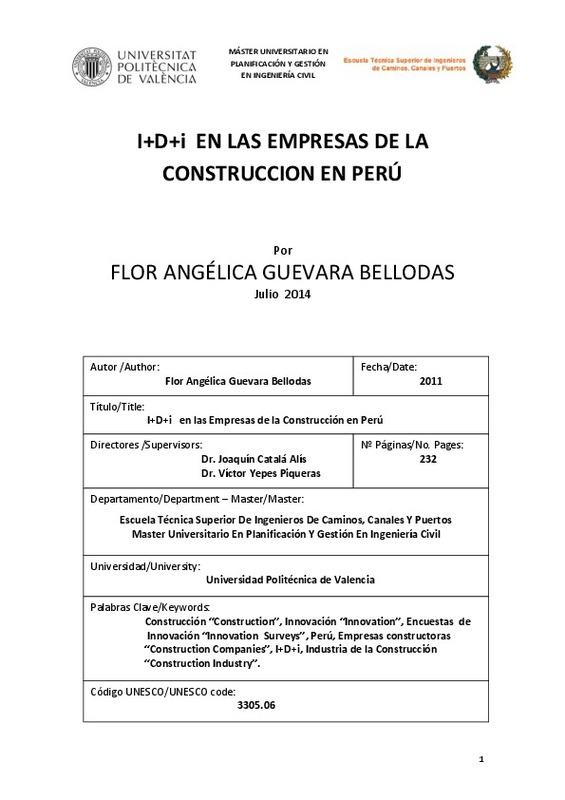 I D I En Las Empresas De La Construccion En Peru Flor Angelica