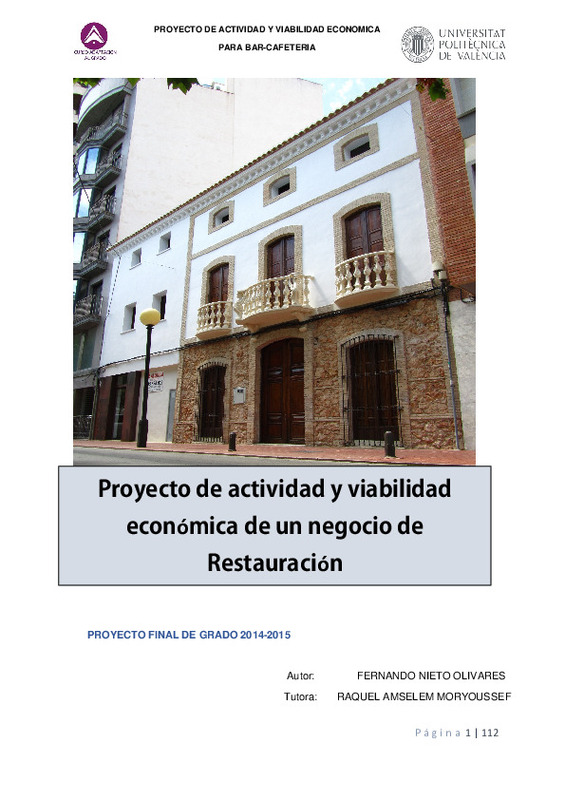 Proyecto de actividad y viabilidad económica de un negocio de Restauración