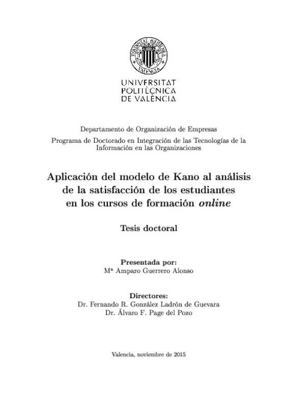 Aplicación del modelo de Kano al análisis de la satisfacción de los  estudiantes en los cursos de formación online