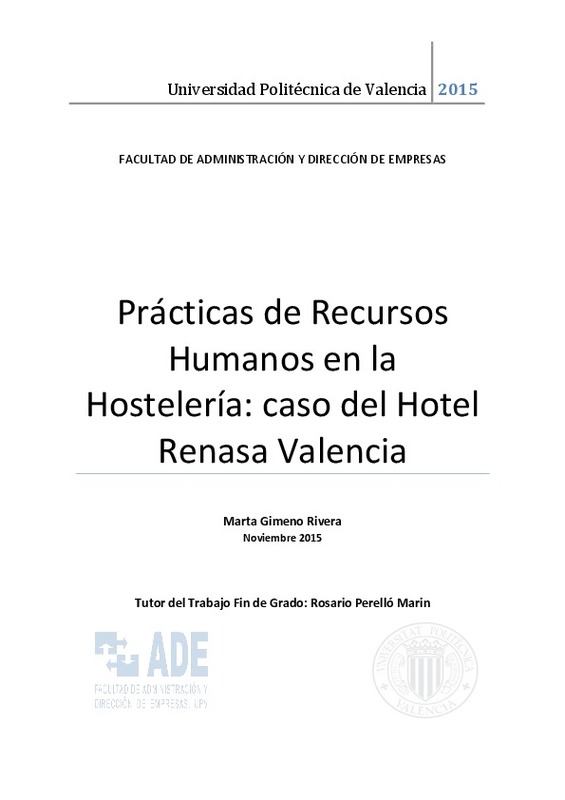 Practicas De Recursos Humanos En La Hosteleria Caso Del Hotel Renasa Valencia