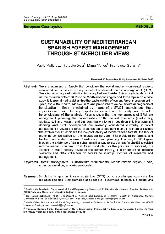 Sustainability Of Mediterranean Spanish Forest Management - 