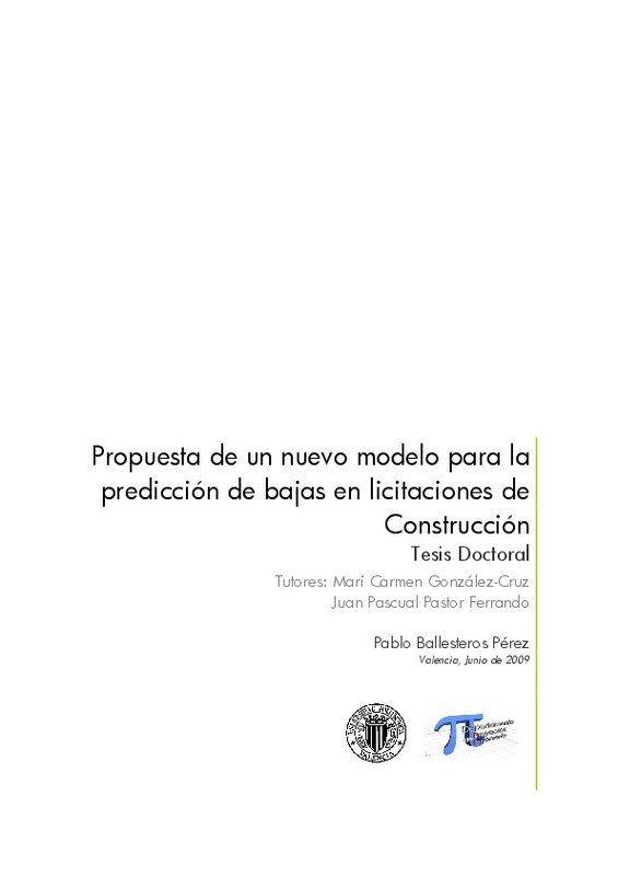 Propuesta de un nuevo modelo para la predicción de bajas en licitaciones de  Construcción
