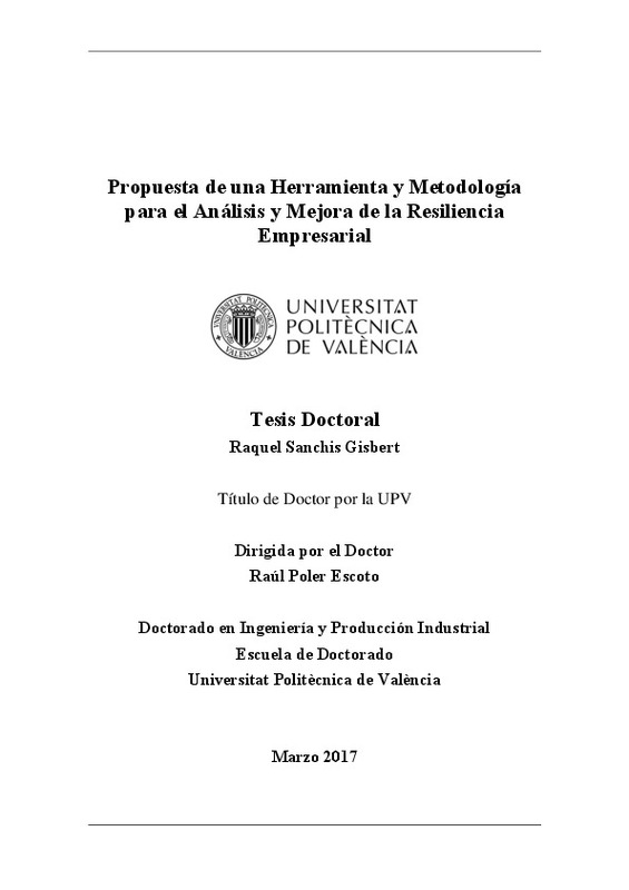 Propuesta De Una Herramienta Y Metodologia Para El Analisis Y Mejora De La Resiliencia Empresarial Tesis Doctoral